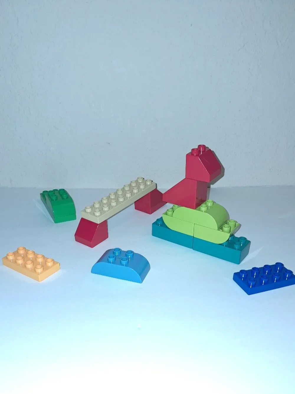 74 Piece LEGO DUPLO Preschool Building Toy: Police Motorcycle Train House Dog